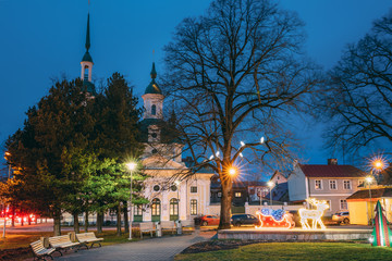 Parnu, Estonia. Night View Of Estonian Apostolic Orthodox Parnu 