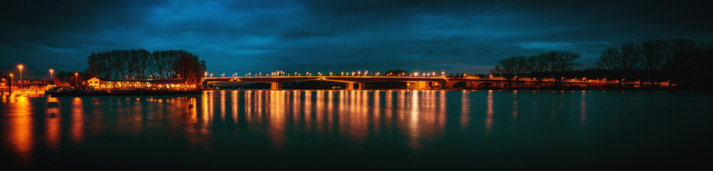 Fototapeta na wymiar Nibelungenbrücke bei Nacht