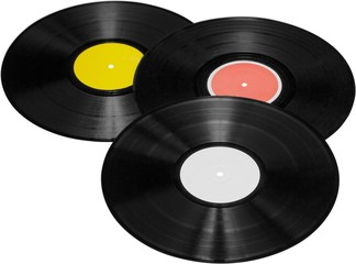 Three Vinyl Records - Isolated