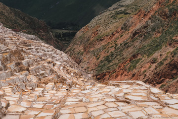 Salted basin in Peru, Maras. Production of salt.