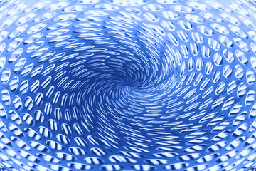 Spherical blue warp of space. Fantastic background image of wormhole of cobalt color in center of...