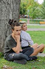 Relationship difficulties: Young couple having a problems.
