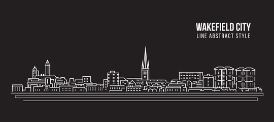 Cityscape Building Line art Vector Illustration design - Wakefield city
