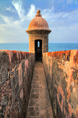Beautiful sentry box (Guerite) at Fort San Cristobal in San Juan, Puerto Rico - 222279194
