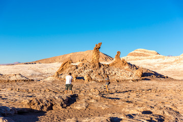 Atacama Desert - Out 9th 2017 - Tourists enjoying the exotic scenario of the Atacama Desert in Chile