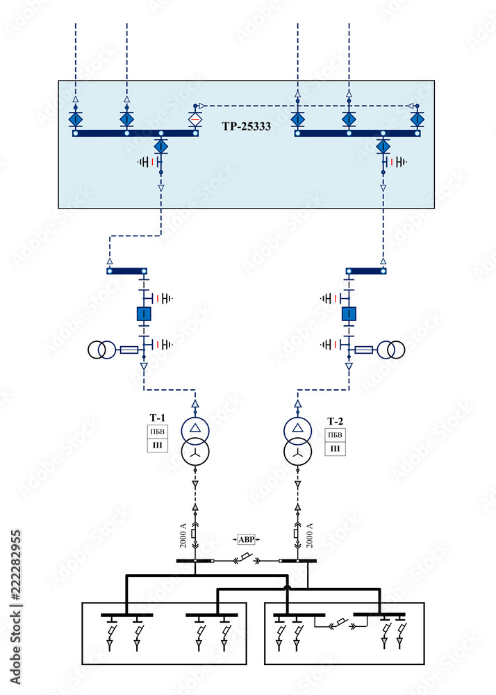 Wall mural Electric wiring diagram for power transformers