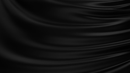 Black luxury cloth abstract background. Dark liquid wave or black wavy folds silk or satin background. Elegant wallpaper