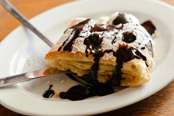 strudel with ice cream ball