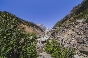 Beautiful mountain landscape - trekking to Chaladi glacier in Svaneti, Georgia