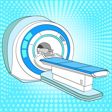 CT scanner computerized tomography scanner , MRI magnetic resonance imaging machine, medical equipment. Pop art raster