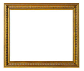 Antique golden picture frame isolated on white background