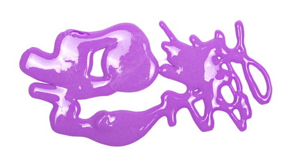 Purple sleaze puddle, slime isolated on white background, with clipping path, top view