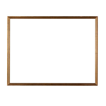 Delicate thin wooden frame isolated on white background.