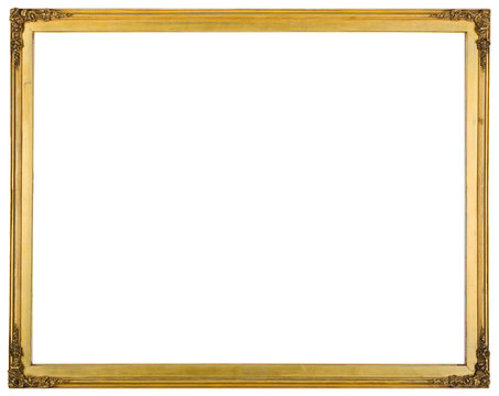 Simple thin wooden frame isolated on white background