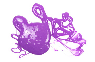 Purple sleaze puddle, slime isolated on white background, with clipping path, top view
