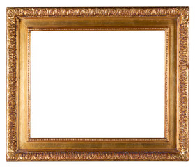 Old wooden frame isolated on white background