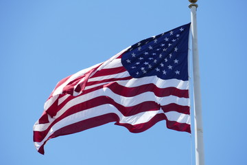 Close up of the waving USA flag