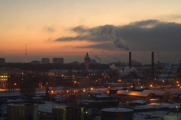 Night panorama town st Petersburg