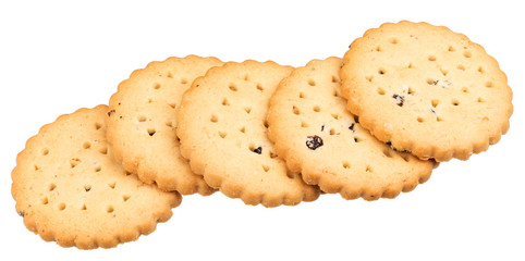 Homemade cookies with chocolate on a white background