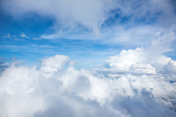 Blue sky and beautiful clouds shape. Image for background and wallpaper.Blue sky with clouds background.Sky daylight. Natural sky composition. Element of design,view from peak mountain.