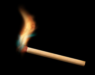 Matchstick ignition on black background