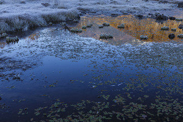 朝霜に映る乗鞍岳