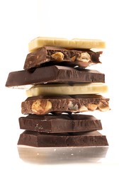 Stack of White / Dark / Milk / with Nuts Chocolate Blocks