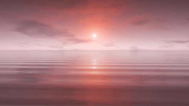 Sun over calm water during sunset loopable animation