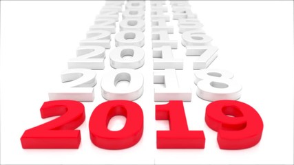 Zeitstrahl - Silvester, Sylvester, Neujahr 2019 in rot, Video Animation