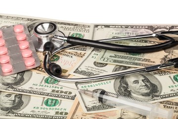 Medical money expensive dollar bills pills cost health insurance