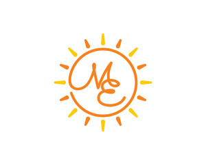 Sun and Letter M and E Logo Icon 001