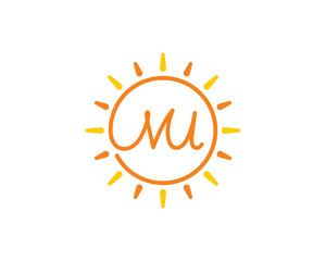 Sun and Letter M and U Logo Icon 001