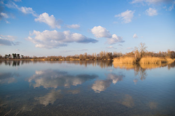 Obraz na płótnie Canvas Lake, Blue Sky, Reflection