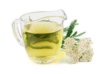 Yarrow (Achillea millefolium) Herbal Plant Tea Extract or Tincture. Isolated on White Background. © Virtexie