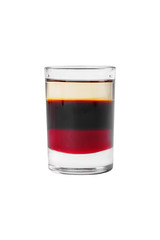 Shot of cocktail isolated white