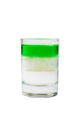 Shot of cocktail isolated white