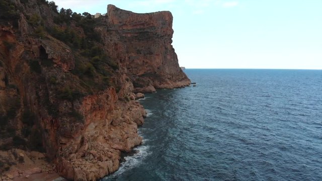Cliffs arieal view from sea. Costa Blanca and Costa de Valencia. Summer 2018