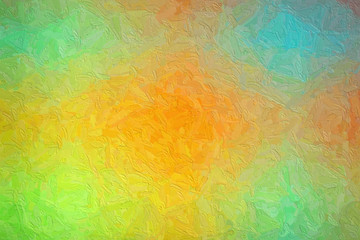 Fototapeta na wymiar Abstract illustration of green orange blue and red Impasto with large brush strokes background, digitally generated.