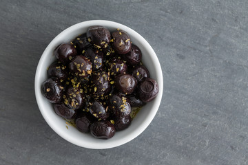 Grade A black olives seasoned with fresh herbs