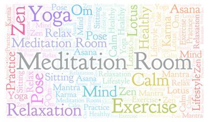 Meditation Room horizontal word cloud.