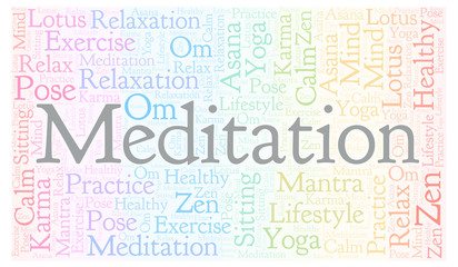 Obraz premium Meditation horizontal word cloud.