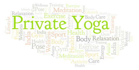 Private Yoga word cloud.