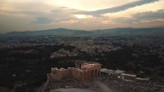 Temple Athens Acropolis and Parthenon in beautiful golden light