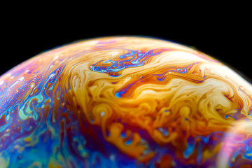 Half soap Bubble Ball abstract background semicircle. Model of Space or planets universe cosmic.