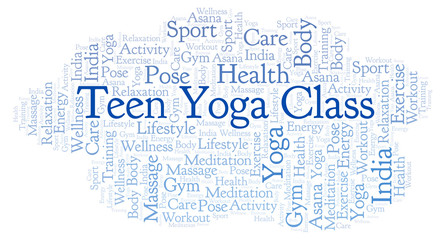 Fototapeta premium Teen Yoga Class word cloud.