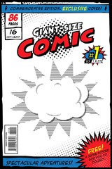 Comic book with cloud and explosion. Vector art.