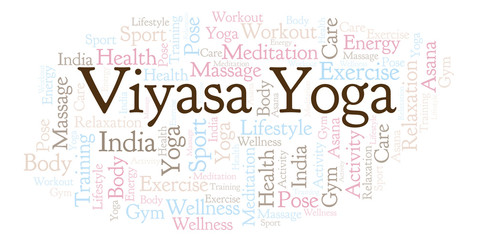 Obraz premium Viyasa Yoga word cloud.