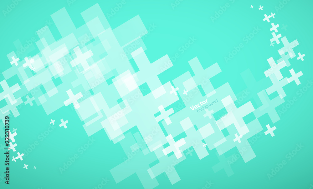 Wall mural abstract vector turquoise gradient background created with plus signs.
