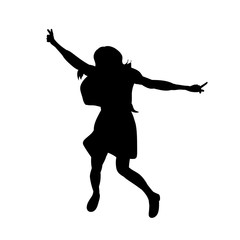 Fototapeta na wymiar silhouette girl jumping
