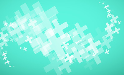 Abstract vector turquoise gradient background created with plus signs. - obrazy, fototapety, plakaty